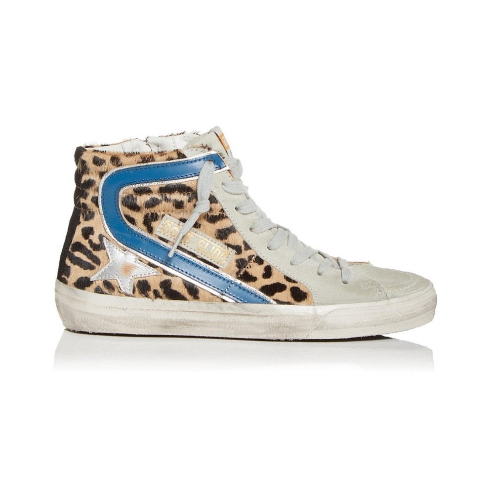 Women's Slide Leopard Print Calf Hair High Top Sneakers size 39